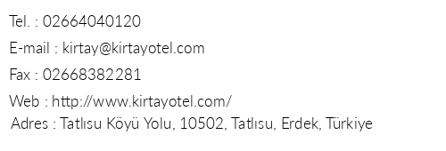 Krtay Otel telefon numaralar, faks, e-mail, posta adresi ve iletiim bilgileri